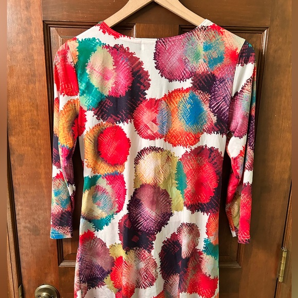 Mishca Colorful Abstract Print Wrap front dress Dress. Size M - Picture 6 of 6